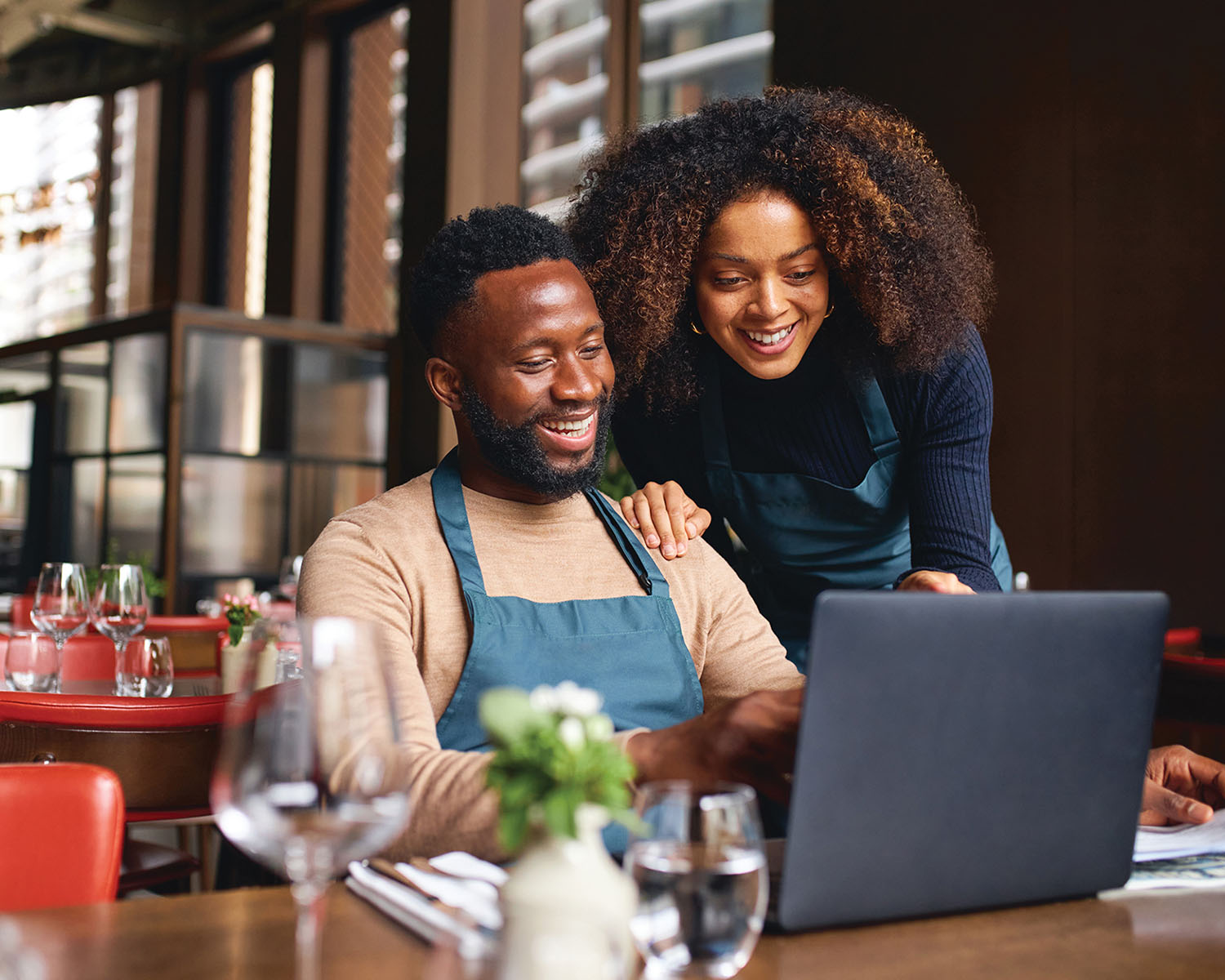 business couple on laptop