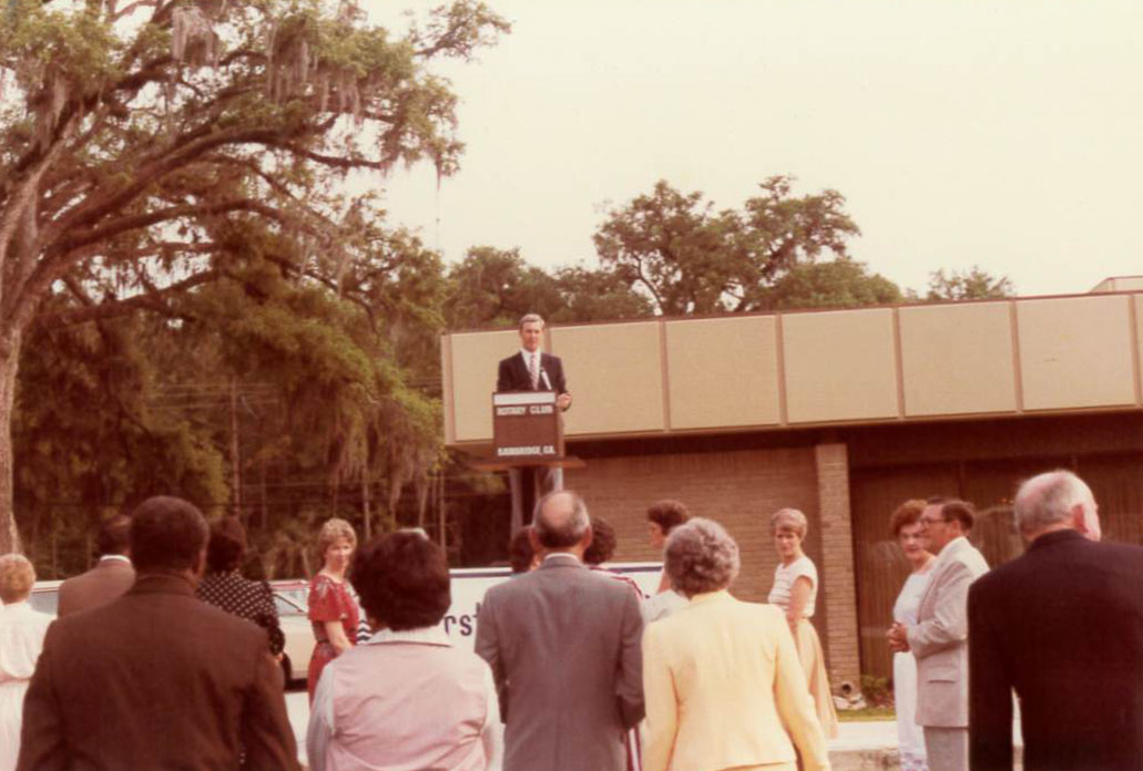 old photo of first port city bank employees from the 1970's