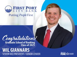 Wil Giannars - First Port City Bank Senior Lender graduates from Graduate School of Banking